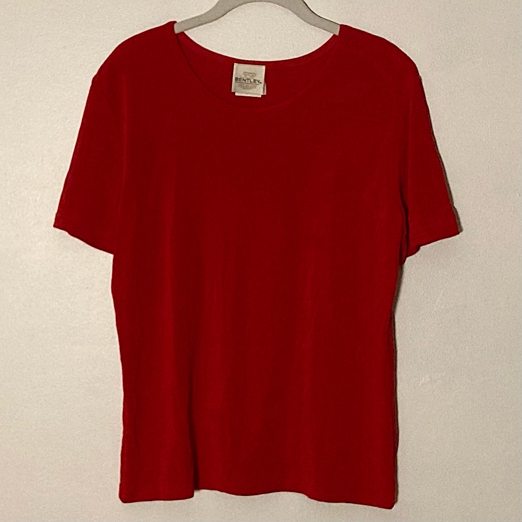 Vintage Tr Bentley Cherry Red Short Sleeve T-Shirt Blouse Size Xl